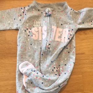 Little Sister zipper sleeper. Size 3 mo